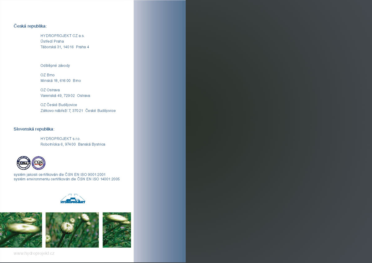 Katalog Hydroprojekt . . . strana 12 - kontakty . . . strana 12 katalogu Hydroprojekt - kontakty, zpracování a tisk v několika jazycích